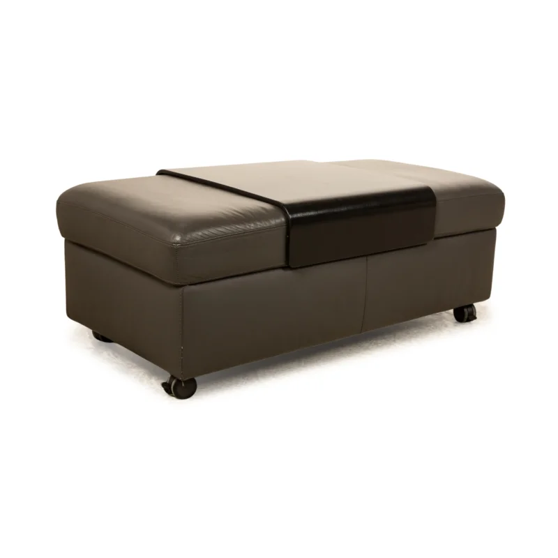 Stressless Arion Leder Hocker Grau manuelle Funktion Staufach