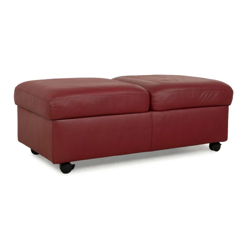 Stressless Arion Leder Hocker Rot Rollen Staufach manuelle Funktion