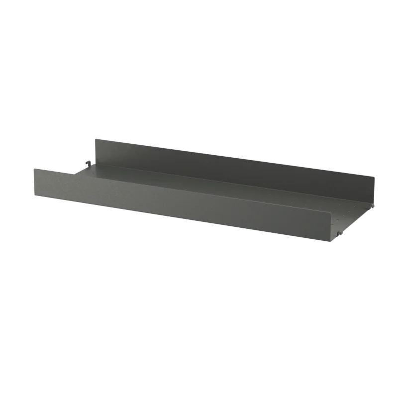 String Furniture Metallboden 78x30cm mit hoher Kante in Schwarz – Einzelboden für das String Regalsystem