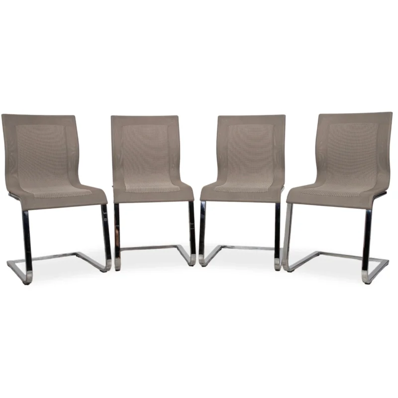 Team 7 Magnum Stricktex 4er Set Stuhl Stoff Chrom Grau Beige