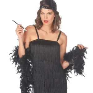 Federstirnband Charleston Damen set schwarz