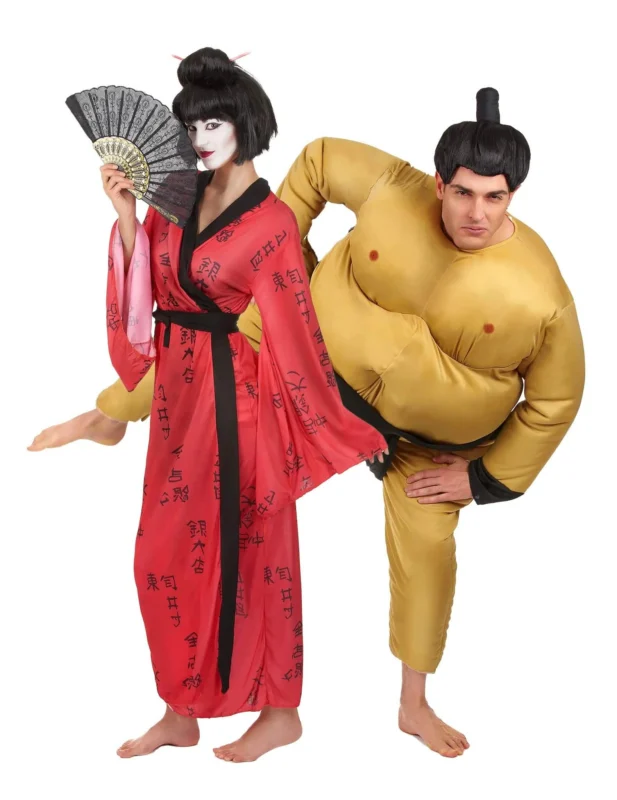 Sumoringer und Geisha Paarkostüm