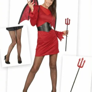 Verführerische Teufelin Halloween-Kostüm 6-teilig rot
