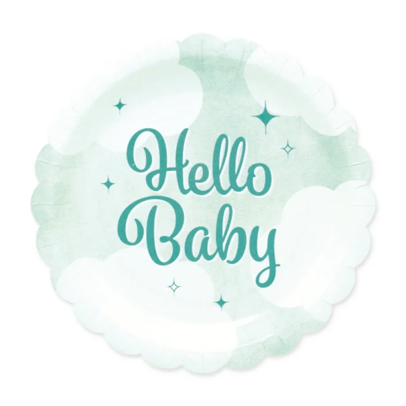 Turquoise Borden Hello Baby 19cm van WeFiesta koop je bij Partywinkel