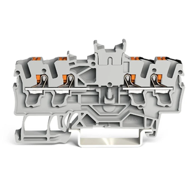 WAGO - Durchgangs-Reihenklemme Doppeldurchgangsklemme 2202-1441 Drücker,2,5 mm²,grau − 100 Stück
