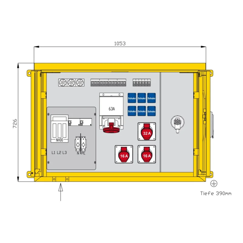 Walther Werke - Baustromverteiler Aufputzverteiler WAP0525 69kVA, 2 RCDs TypA