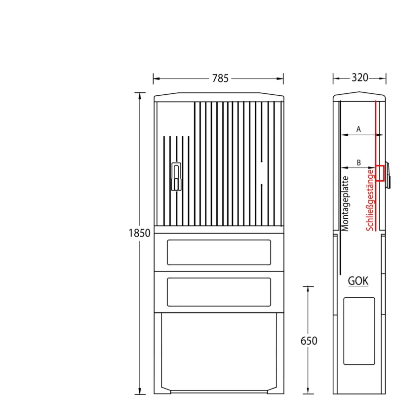 uesa - Gehäuse/Schaltschrank (leer) Säule A100-M-1850 1850x785x320mm