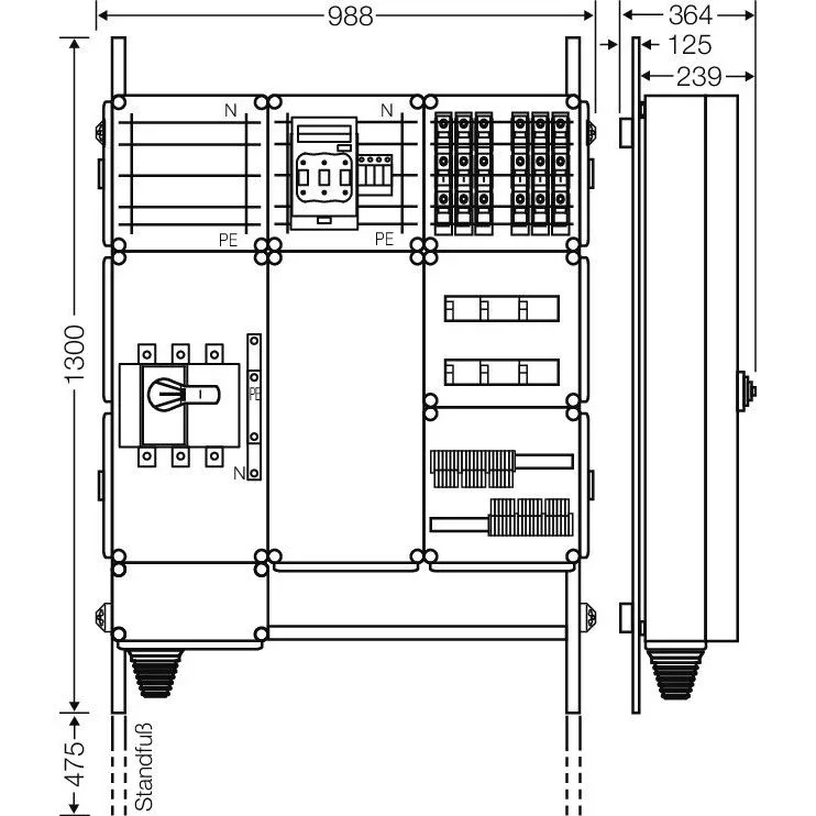 Hensel - Verteilerschrank für Energieversorgung Ladeverteiler Mi EV 11kW 6101 f.6 Ladep. a 11kW