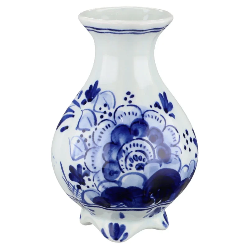 Vase klein auf 4 Füssen H 10 cm Delfts Keramik Blaue Blume