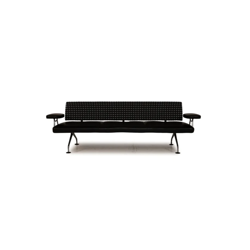 Vitra Area Seating Leder Sofa Schwarz Dreisitzer Couch