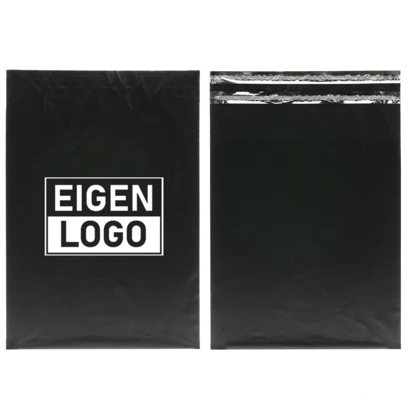 Schwarze Versandtaschen bedrucken L - große Auflage